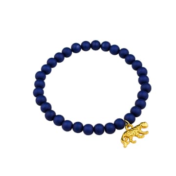 Villa Madelief Navy Adult Beaded Bracelet With Charm In Blue
