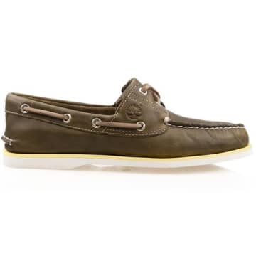 Timberland Classic Boat Shoe A 418 H Olive Full Grain In Green