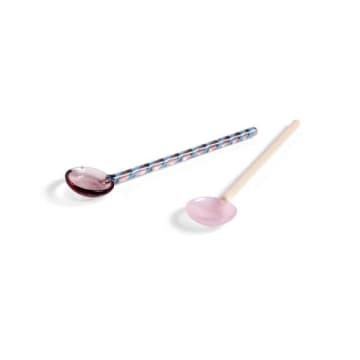 Hay Glass Spoons Set De 2 Aubergine Light Pink In Multi
