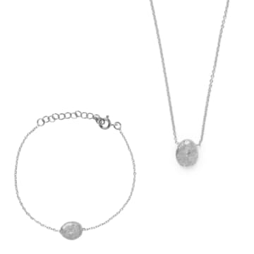 Just Jaya Bracelet Necklace Set Silver In Metallic