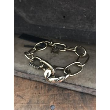 Goti 925 Oxidised Silver Bracelet Br 2054 G Gold Plated In Metallic