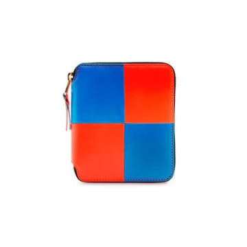 Comme Des Garçons Cdg Wallet Fluo Squares Blue/orange (sa2100fs)