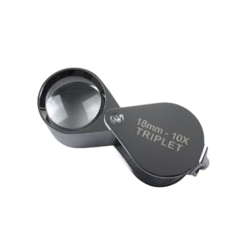 Black Bough Jewellers' Loupe With 10x Magnification And Chrome Finish With Leather Pouch In Black