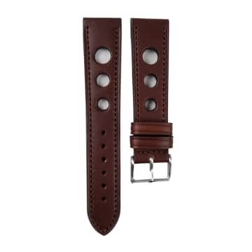 Black Bough Brown Leather Rally Watch Strap In Black