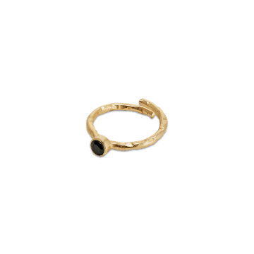 Nkuku Kira Adjustable Ring Black Onyx In Gold