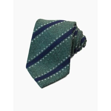 40 Colori Green Striped Silk And Wool Tie