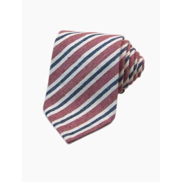 40 Colori Red Striped Silk And Cotton Blend Tie