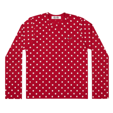 Comme Des Garcon Play Polka Dot T Shirt Red White