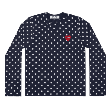 Comme Des Garcon Play Polka Dot T Shirt Navy White In Blue