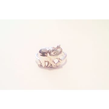 Urbiana Premium Silver Single Elephant Ring In Metallic
