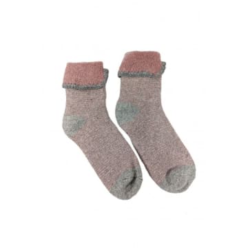 Joya Pink And Grey Stripe Bed Socks