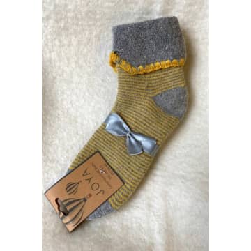 Joya Grey With Yellow Stripe Bed Socks