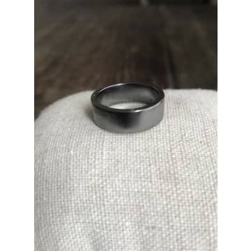 Wdts Dark Band 925 Silver Ring In Metallic