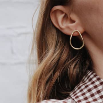 A Weathered Penny Pear Studs In Gold