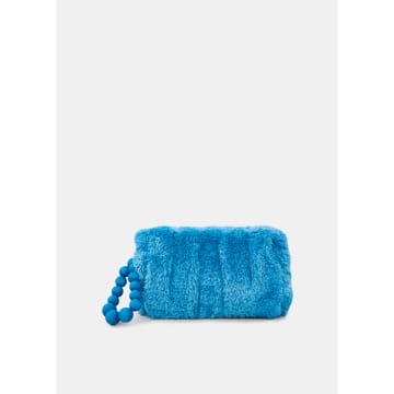 Essentiel Antwerp Blue Faux Fur Pouch Evening Bag