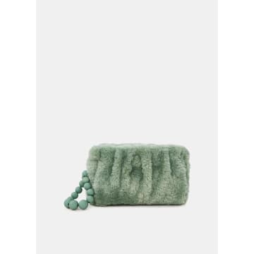 Essentiel Antwerp Mint Green Faux Fur Pouch Evening Bag