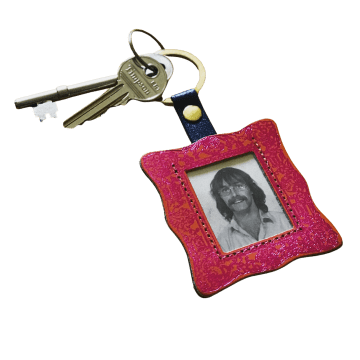 &quirky Leather Picture Frame Key Ring Fob In Purple