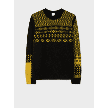 Paul Smih Black And Yellow Placement Fairisle Sweater
