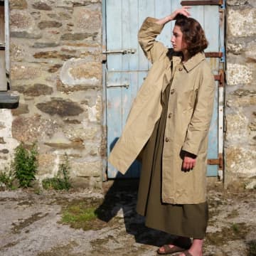 Kate Sheridan Beige Oversized Wax Louis Coat In Neturals