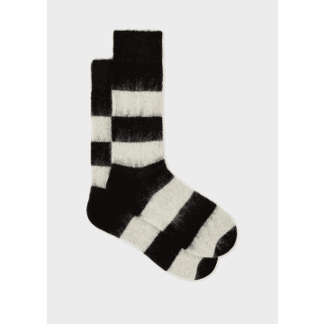 Paul Smih Black And White Mohair-blend Socks