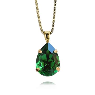 Caroline Svedbom Mini Drop Necklace Dark Green In Metallic