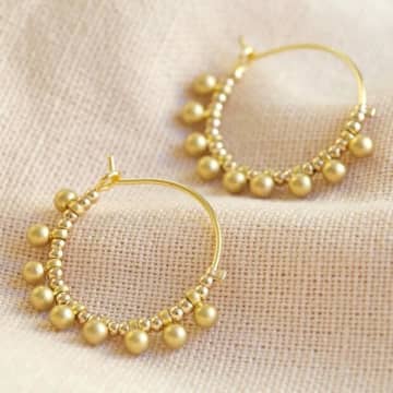 Lisa Angel Hoop Earrings Beaded Ball Gold