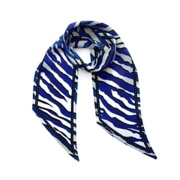 Ingmarson Blue Zebra Print Silk Scarf