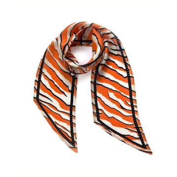Ingmarson Orange Zebra Print Silk Scarf