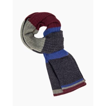40 Colori Charcoal Textured Thick Striped Knitted Wool And Cashmere Scarf