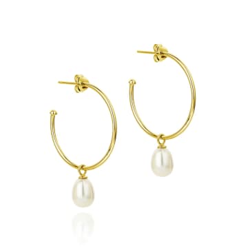Claudia Bradby Favourite Hoop With Pearl Drop In Gold