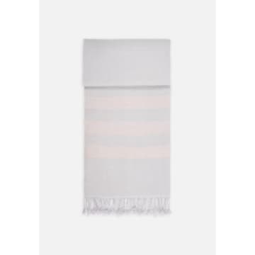 El Puente Yak Wool Cotton Scarf With Stripes Grey Lilac Apricot