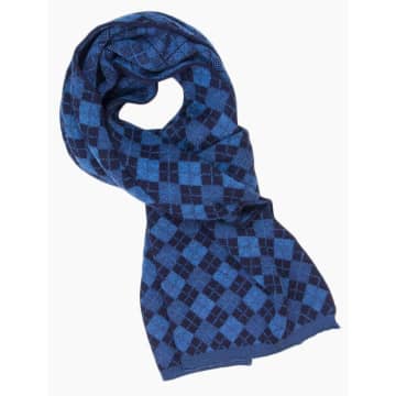 40 Colori Blue Argyle Knitted Wool Scarf
