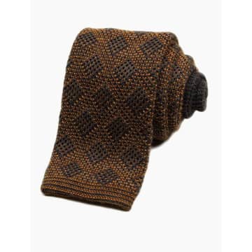 40 Colori Grey And Orange Diamond Check Wool Knitted Tie