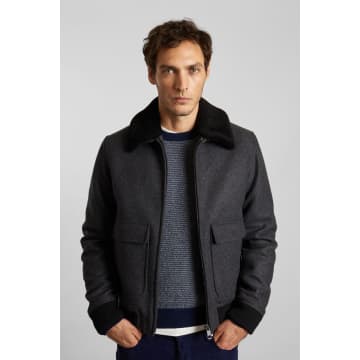 L'exception Paris Sheepskin Collar Jacket In New Wool Made In France