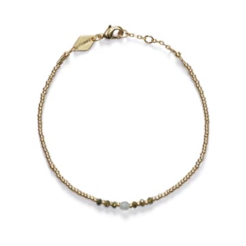 Shop Anni Lu Bead Gem Sea Green Bracelet In Gold