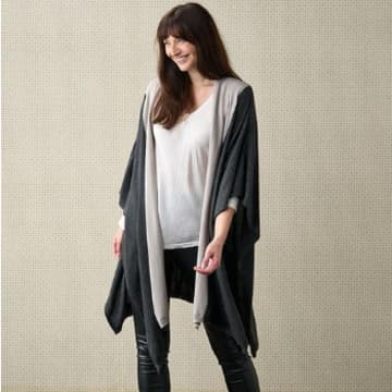 Luella Large Two-tone Cashmere Wrap Dove/charcoal In Grey