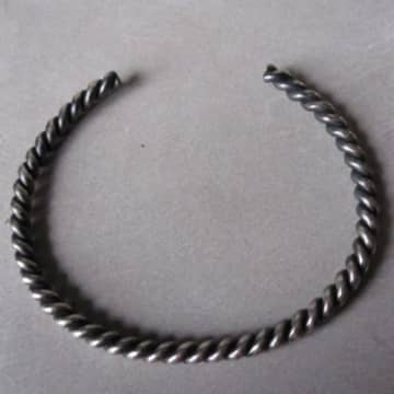 Collardmanson 925 Oxidised Silver Rope Cuff Bracelet In Metallic