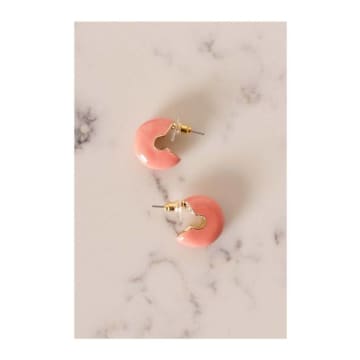 Lilac Rose Chunky Coral Hoop Earrings