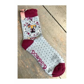 Powder Letter T Initial Ankle Sock