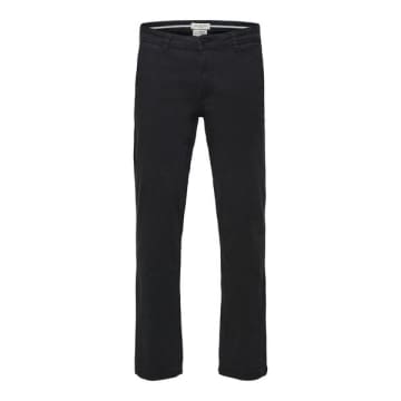Selected Homme Black Straight Fit Flex Chinos