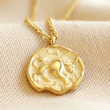 Lisa Angel Zodiac Gold Taurus Coin Pendant Necklace