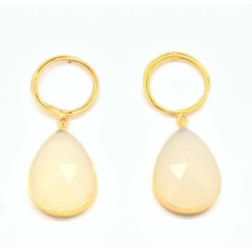 Nekewlam White Onyx Gold Earrings