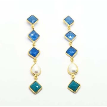 Nekewlam Blue Gemstone Earrings