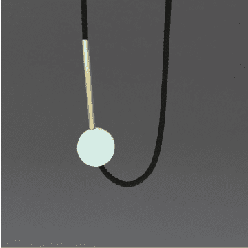 One We Made Earlier Gia Geometric Necklace With Mint Circle And Brass Tube In Green