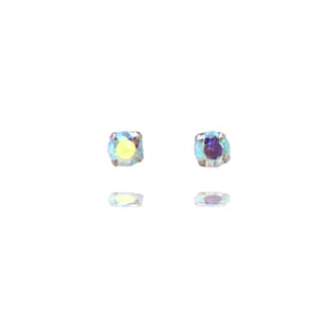 Curiouser And Curiouser Sterling Silver Tiny Iridescent Gem Stud Earrings In Metallic