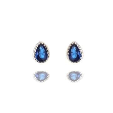 Curiouser And Curiouser Sterling Silver Blue Gems Teardrop Stud Earrings In Metallic