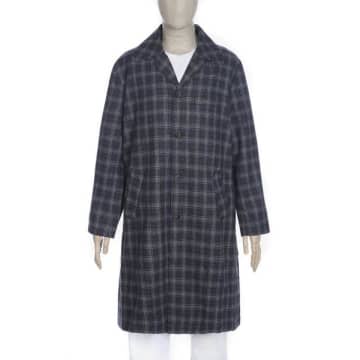 Universal Works Long Swing Coat Upcycled Check Tweed Charcoal P 2509