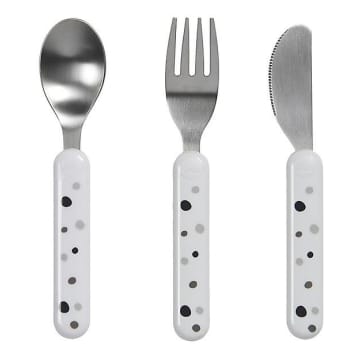Done By Deer Metal Cutlery Set Dreamy Dots White