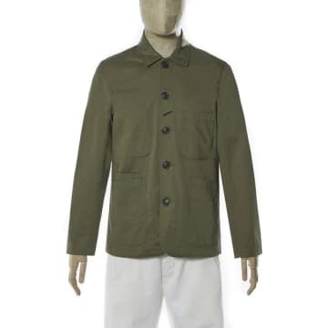 Shop Universal Works Bakers Jacket Twill Light Olive In Green