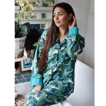 Powell Craft Ladies Green Leaf Print Cotton Pyjamas